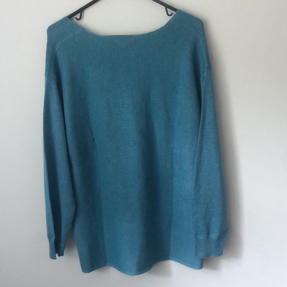 NWT Ella Moss Women's Sweater Ribbed V-Neck Sweater Blue Size Large - Picture 7 of 7